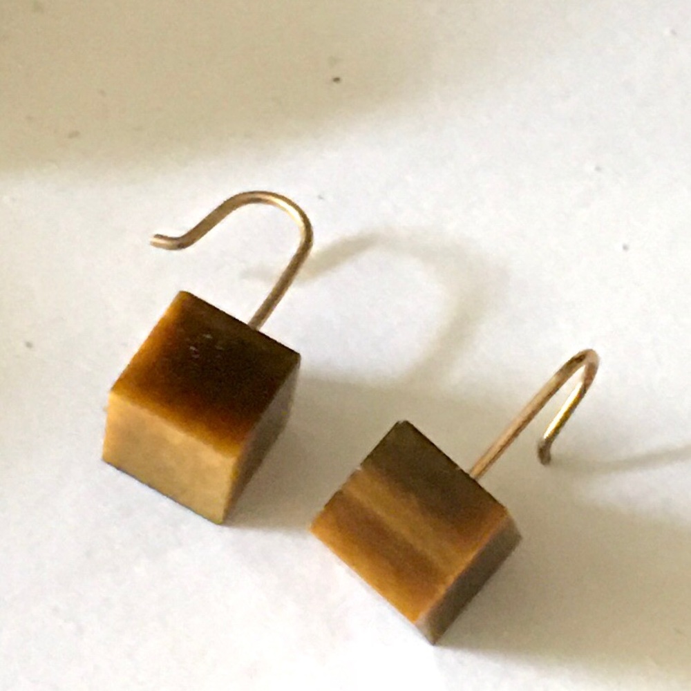 Tiger’s Eye Vintage Semi-precious Gem Earrings